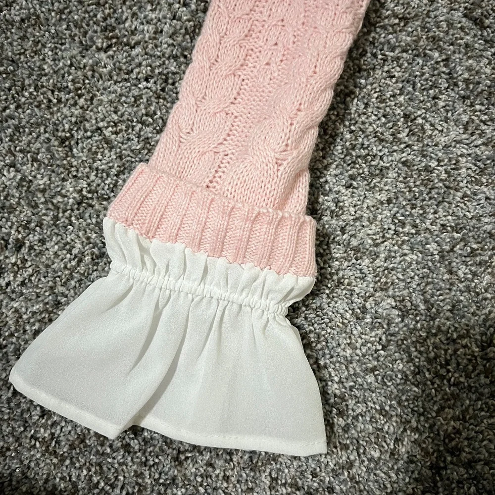 ELLE Women's Mock-layer Cable Knit Sweater; Pink; Size M - Picture 15 of 16